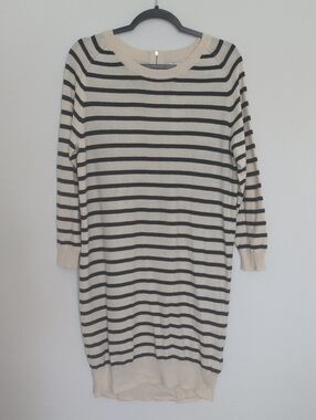 Part Two Women's Striped Knit Sweater Dress in Cream and Black